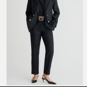 J. Crew Black Kate linen blend flat front casual pants size 12 career